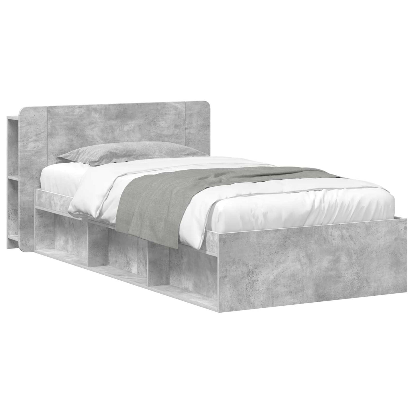 vidaXL Bed Frame with Storage with Headboard Concrete Grey 80 x 200 cm