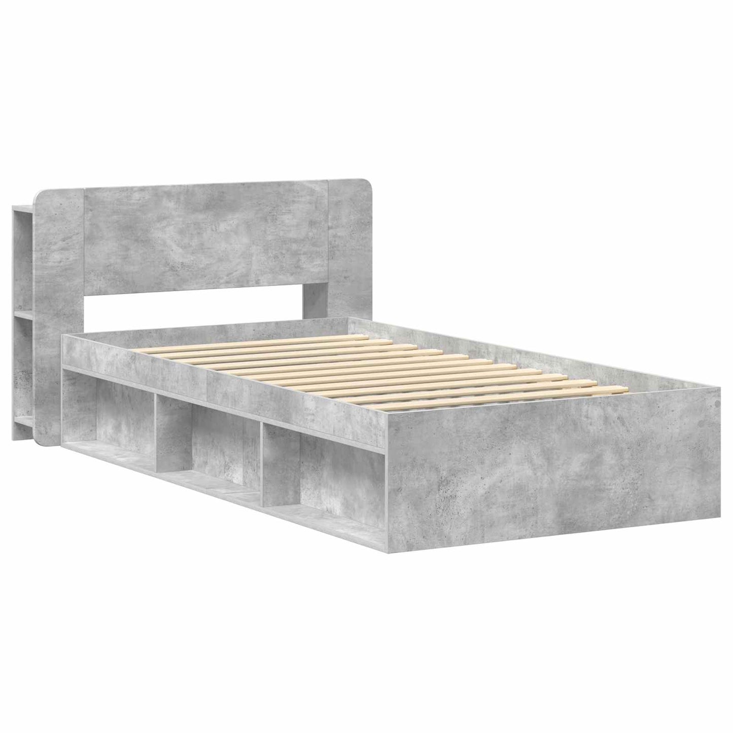 vidaXL Bed Frame with Storage with Headboard Concrete Grey 80 x 200 cm