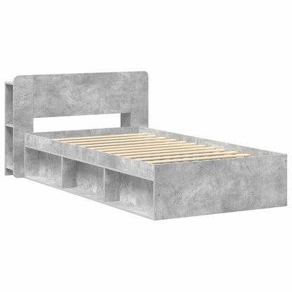 vidaXL Bed Frame with Storage with Headboard Concrete Grey 80 x 200 cm