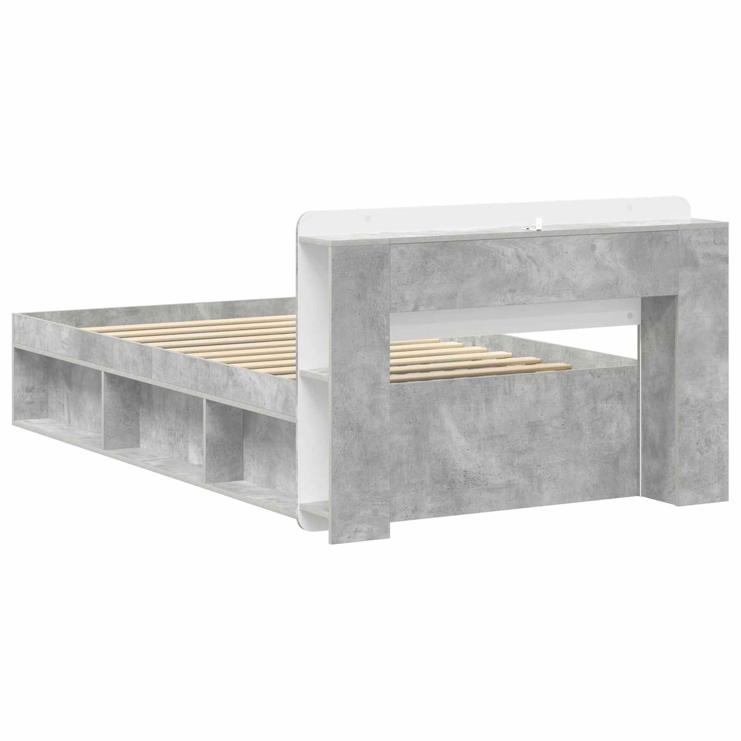 vidaXL Bed Frame with Storage with Headboard Concrete Grey 80 x 200 cm
