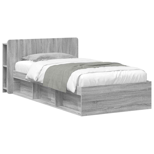vidaXL Bed Frame with Storage Grey Sonoma 80 x 200 cm Engineered Wood