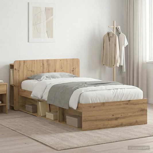 vidaXL Bed Frame with Storage Artisan Oak 90 x 190 cm Engineered Wood