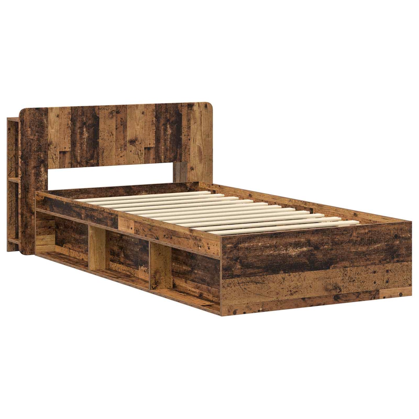 vidaXL Bed Frame with Storage Old Wood 90 x 190 cm Engineered Wood