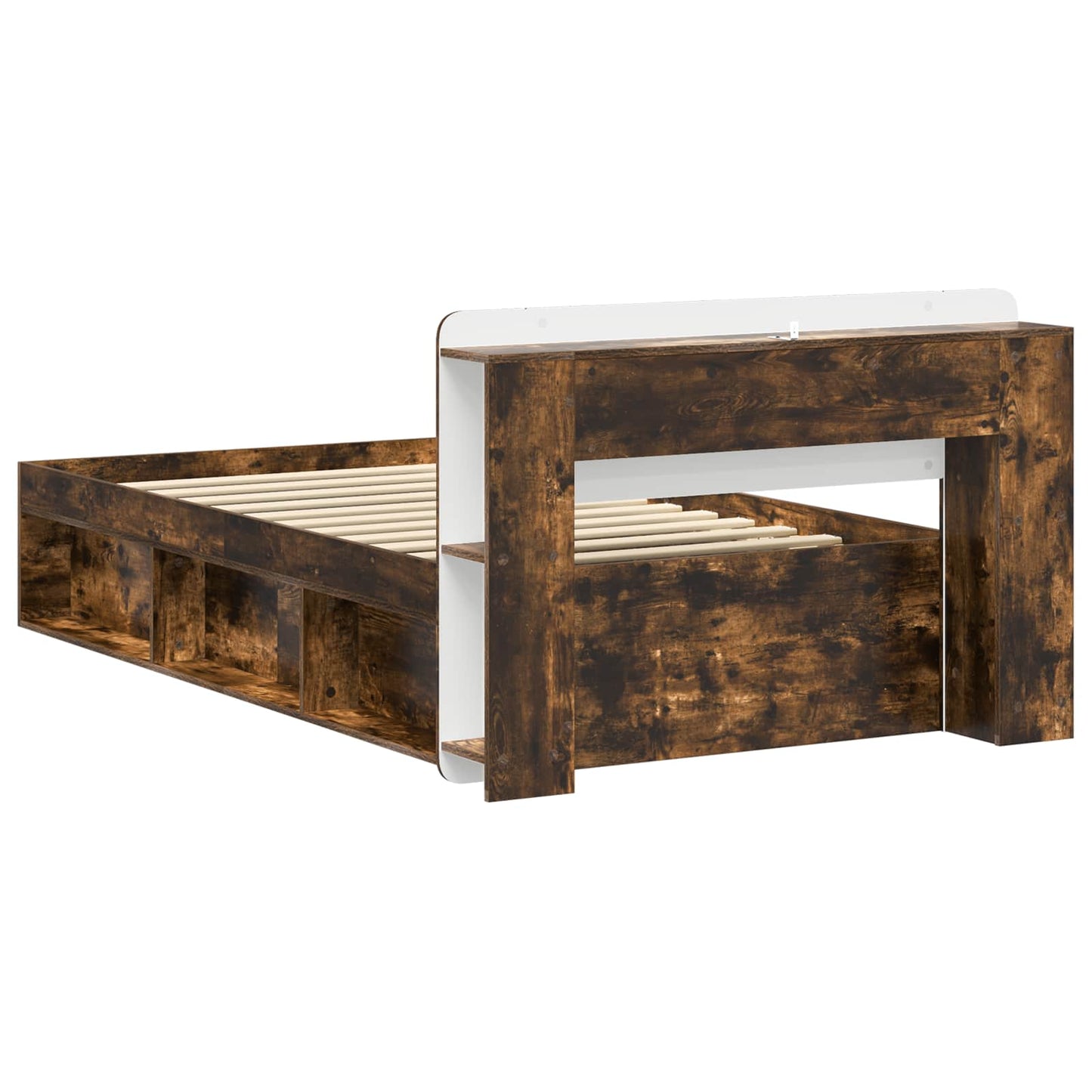 vidaXL Bed Frame with Storage Smoked Oak 90 x 190 cm Engineered Wood