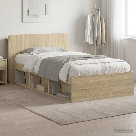 vidaXL Bed Frame with Storage Sonoma Oak 90 x 190 cm Engineered Wood
