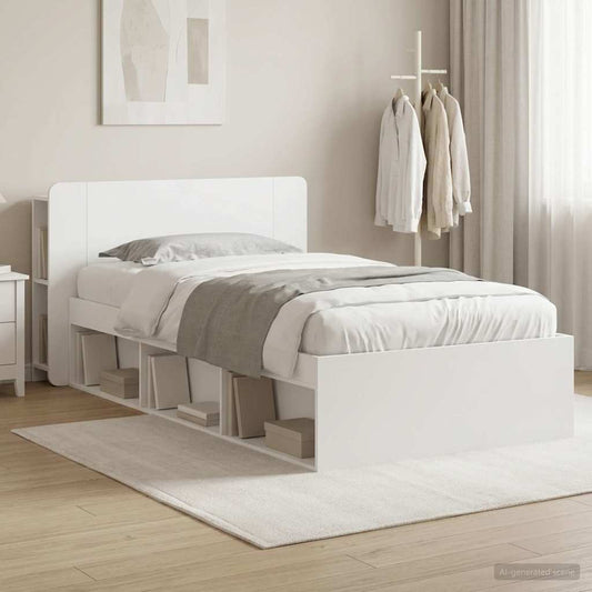 vidaXL Bed Frame with Storage White 90 x 190 cm Engineered Wood