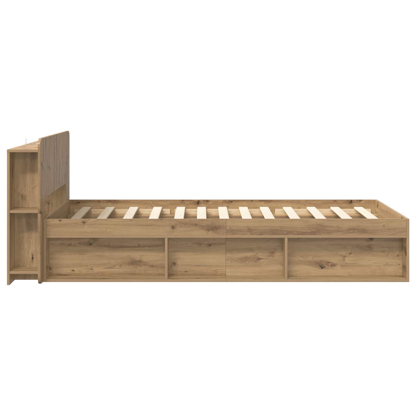 vidaXL Bed Frame with Storage Artisan Oak 100 x 200 cm Engineered Wood