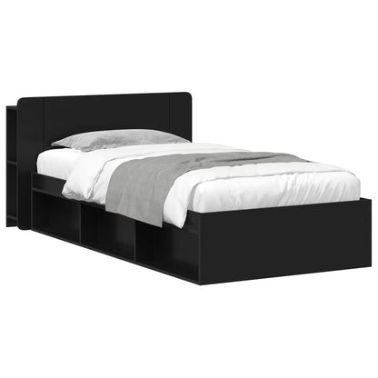vidaXL Bed Frame with Storage Black 100 x 200 cm Engineered Wood
