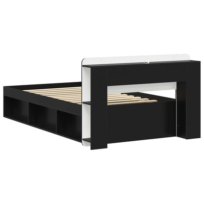 vidaXL Bed Frame with Storage Black 100 x 200 cm Engineered Wood