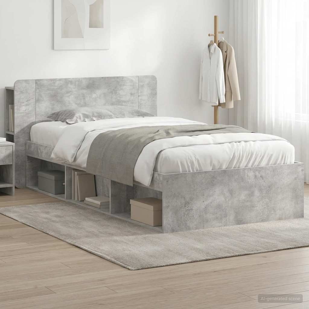 vidaXL Bed Frame with Storage Concrete Grey 100 x 200 cm
