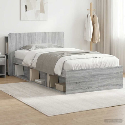 vidaXL Bed Frame with Storage Grey Sonoma 100 x 200 cm Engineered Wood