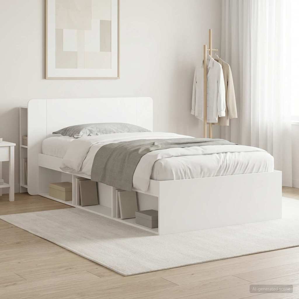 vidaXL Bed Frame with Storage White 100 x 200 cm Engineered Wood