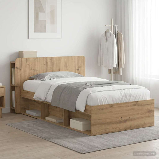 vidaXL Bed Frame with Storage Artisan Oak 90 x 200 cm Engineered Wood