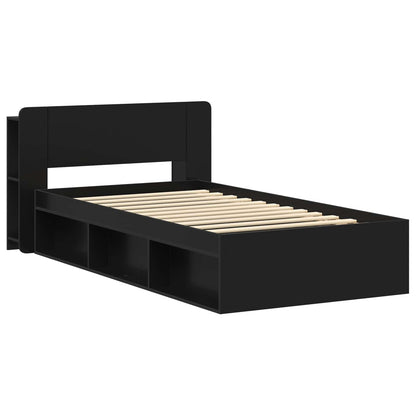 vidaXL Bed Frame with Storage Black 90 x 200 cm Engineered Wood