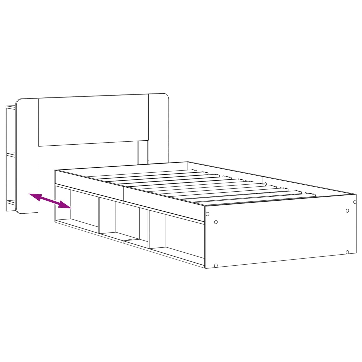 vidaXL Bed Frame with Storage Black 90 x 200 cm Engineered Wood
