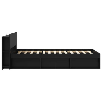 vidaXL Bed Frame with Storage Black 90 x 200 cm Engineered Wood