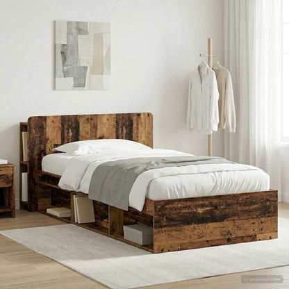 vidaXL Bed Frame with Storage Old Wood 90 x 200 cm Engineered Wood