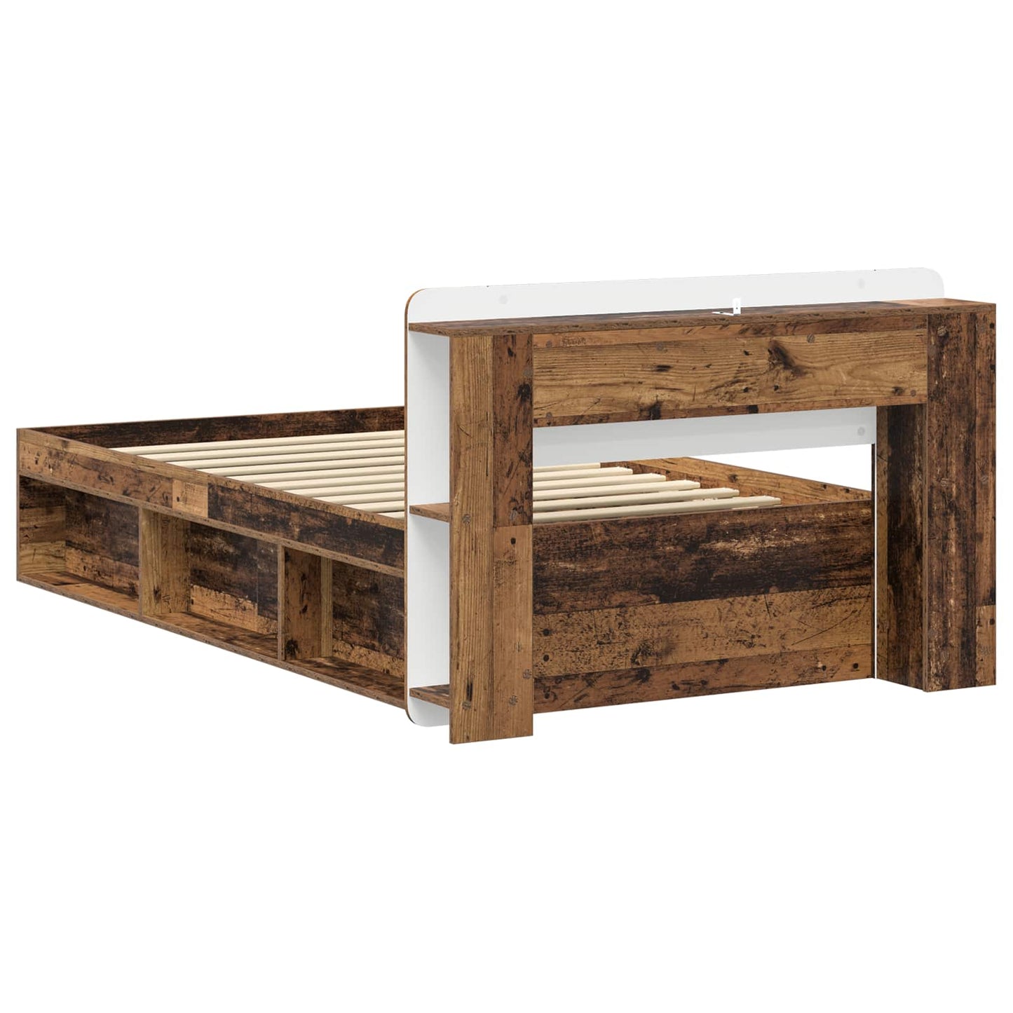 vidaXL Bed Frame with Storage Old Wood 90 x 200 cm Engineered Wood