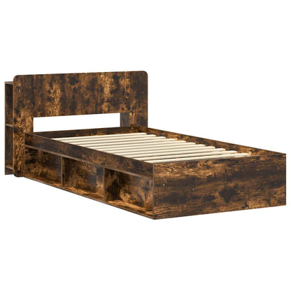 vidaXL Bed Frame with Storage Smoked Oak 90 x 200 cm Engineered Wood