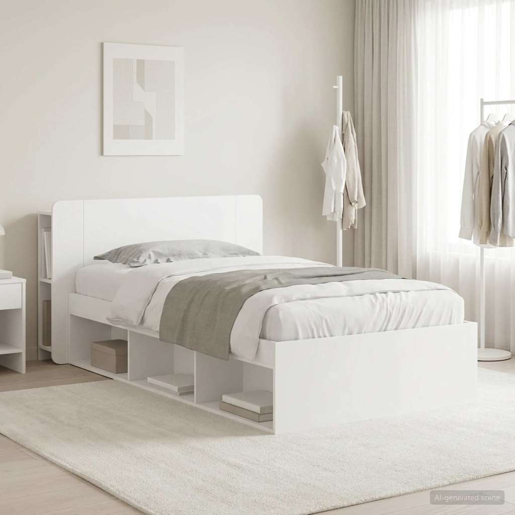 vidaXL Bed Frame with Storage White 90 x 200 cm Engineered Wood