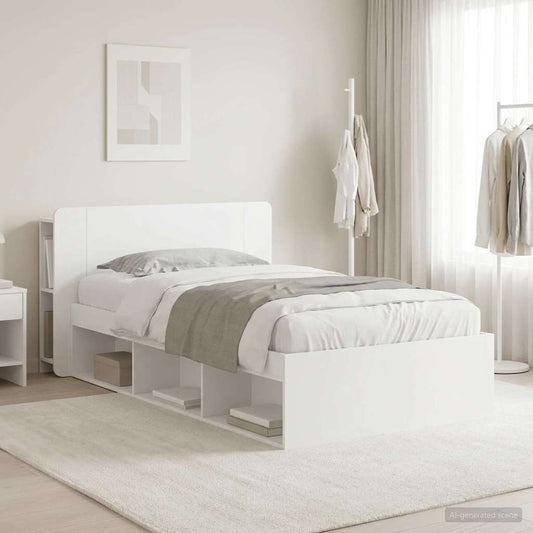 vidaXL Bed Frame with Storage White 90 x 200 cm Engineered Wood
