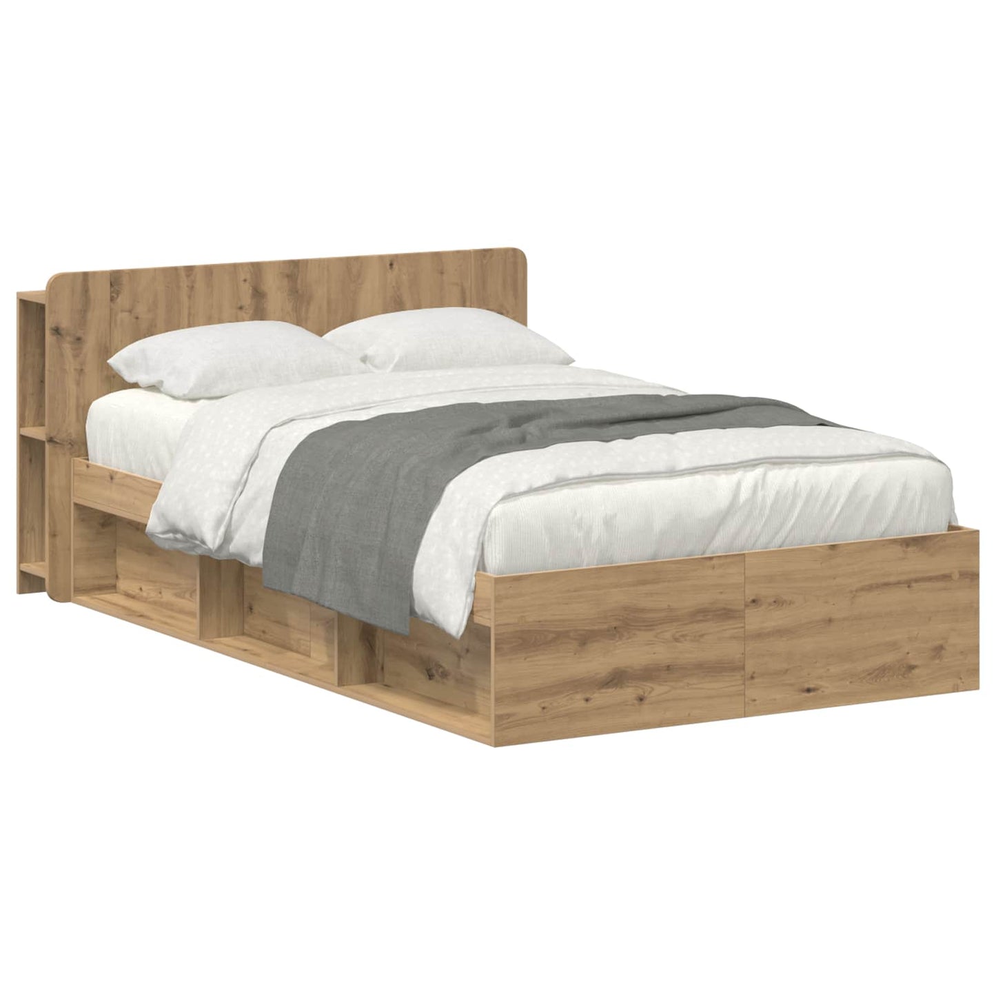 vidaXL Bed Frame with Storage Artisan Oak 120 x 190 cm Engineered Wood