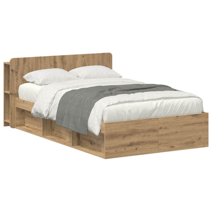 vidaXL Bed Frame with Storage Artisan Oak 120 x 190 cm Engineered Wood