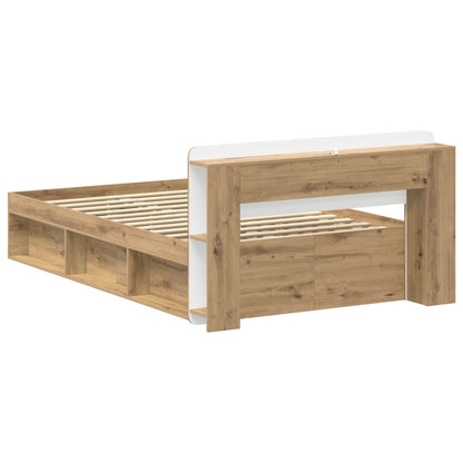 vidaXL Bed Frame with Storage Artisan Oak 120 x 190 cm Engineered Wood