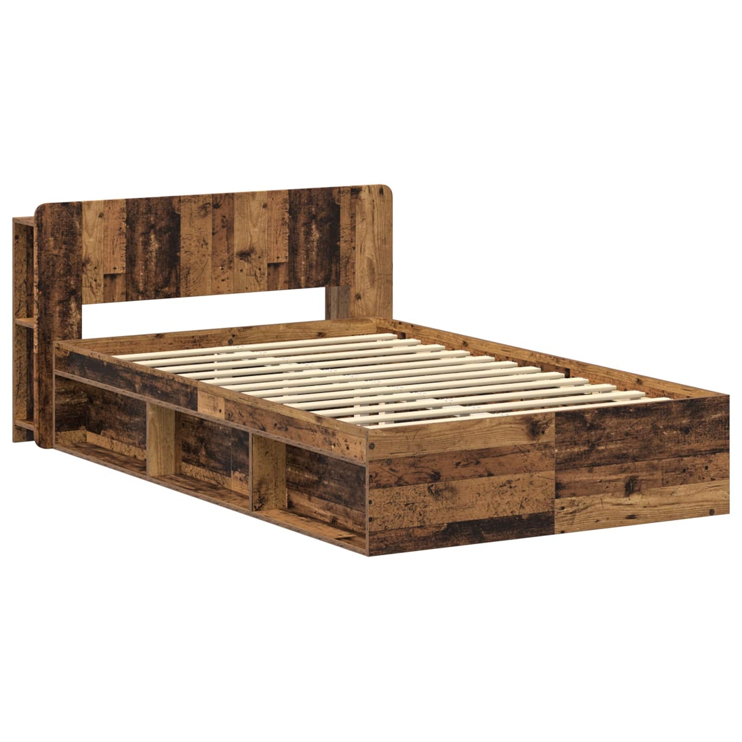 vidaXL Bed Frame with Storage Old Wood 120 x 190 cm Engineered Wood