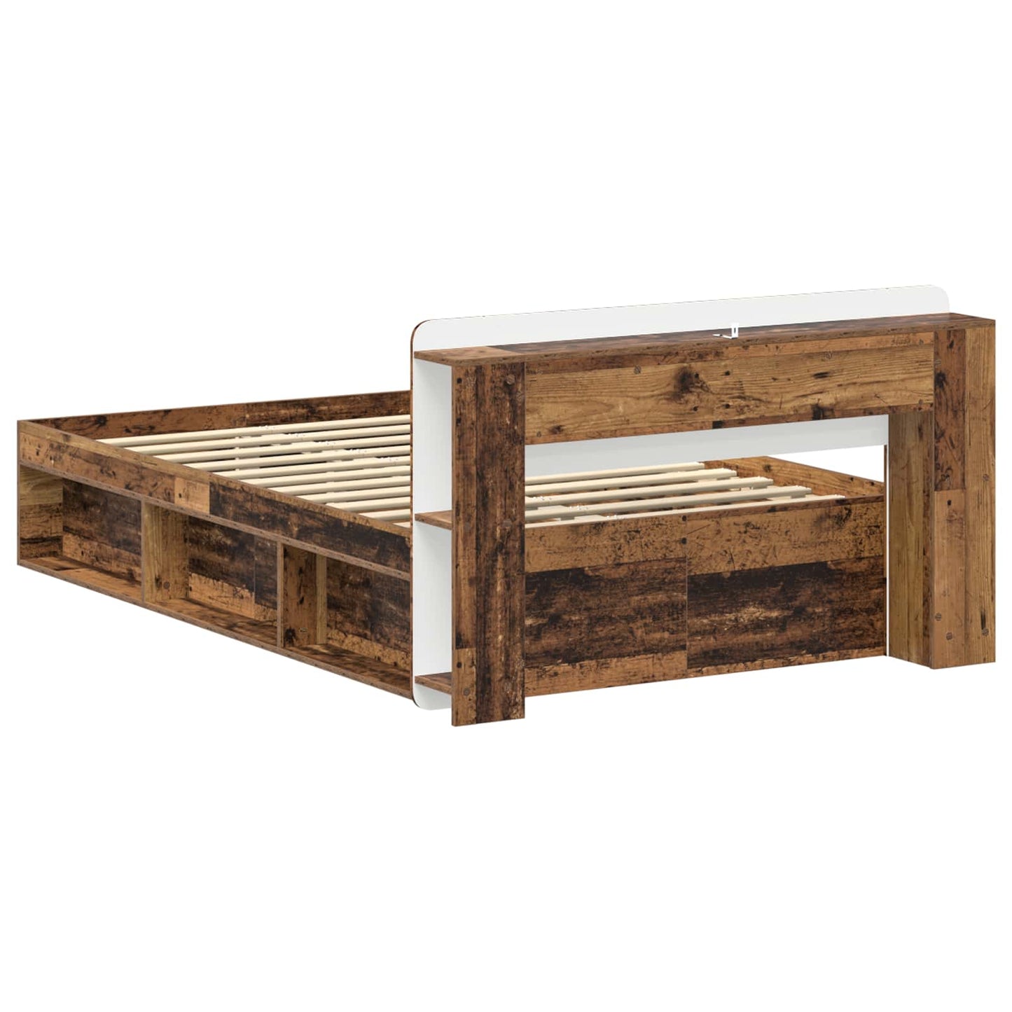 vidaXL Bed Frame with Storage Old Wood 120 x 190 cm Engineered Wood