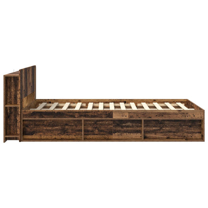 vidaXL Bed Frame with Storage Old Wood 120 x 190 cm Engineered Wood