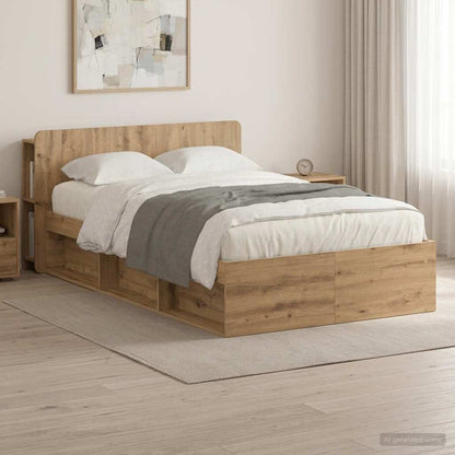 vidaXL Bed Frame with Storage Artisan Oak 120 x 200 cm Engineered Wood