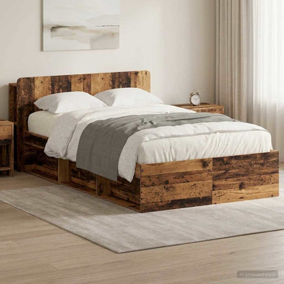 vidaXL Bed Frame with Storage Old Wood 120 x 200 cm Engineered Wood