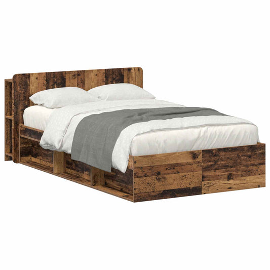 vidaXL Bed Frame with Storage Old Wood 120 x 200 cm Engineered Wood