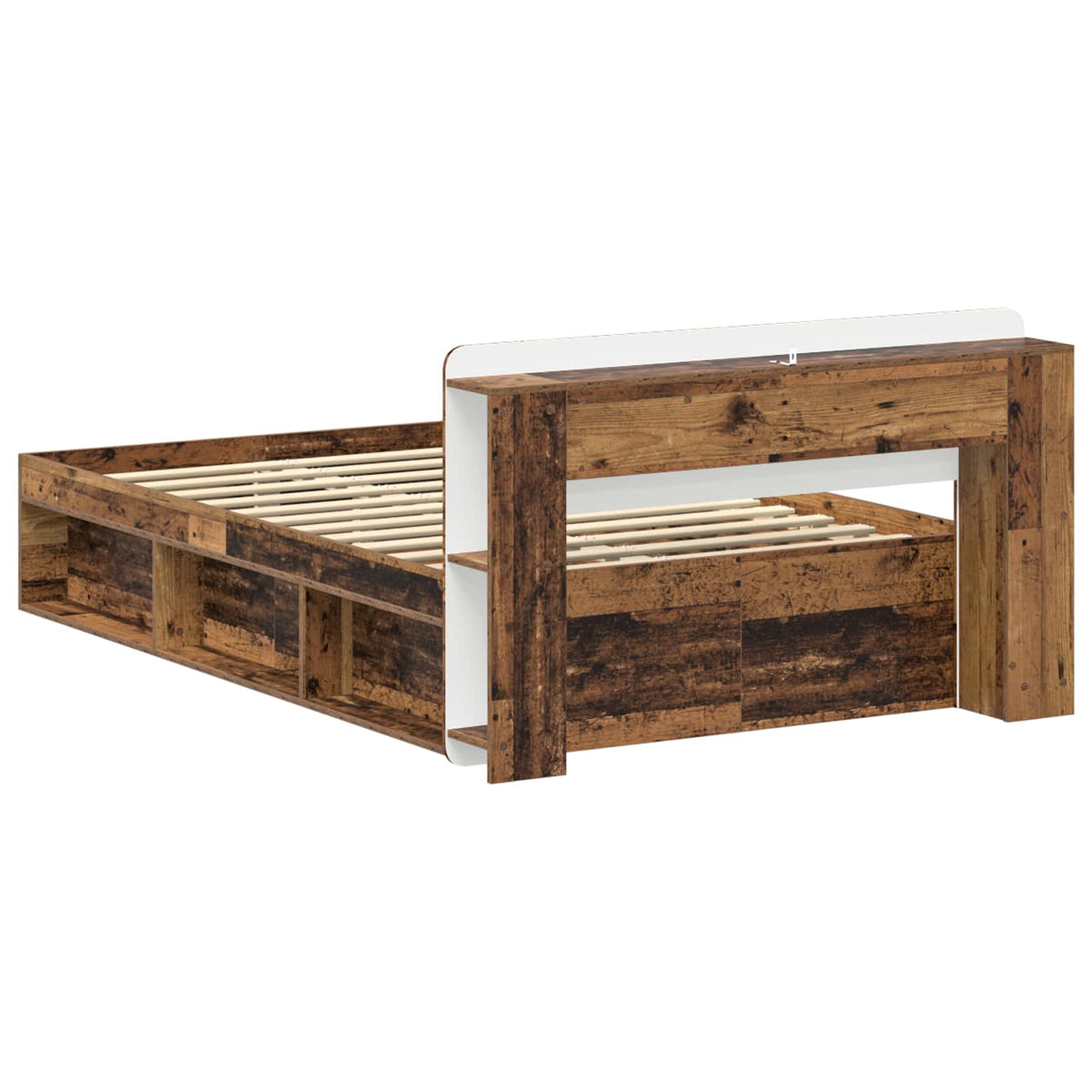 vidaXL Bed Frame with Storage Old Wood 120 x 200 cm Engineered Wood