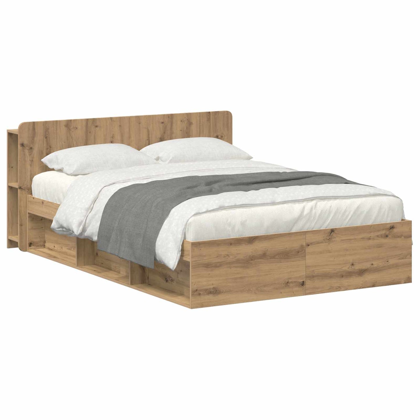 vidaXL Bed Frame with Storage Artisan Oak 140 x 190 cm Engineered Wood