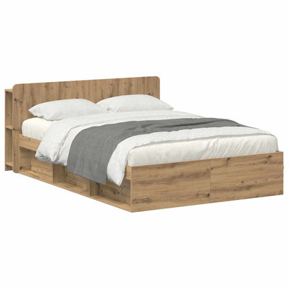 vidaXL Bed Frame with Storage Artisan Oak 140 x 190 cm Engineered Wood