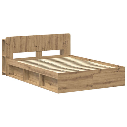 vidaXL Bed Frame with Storage Artisan Oak 140 x 190 cm Engineered Wood