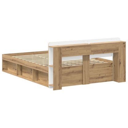 vidaXL Bed Frame with Storage Artisan Oak 140 x 190 cm Engineered Wood