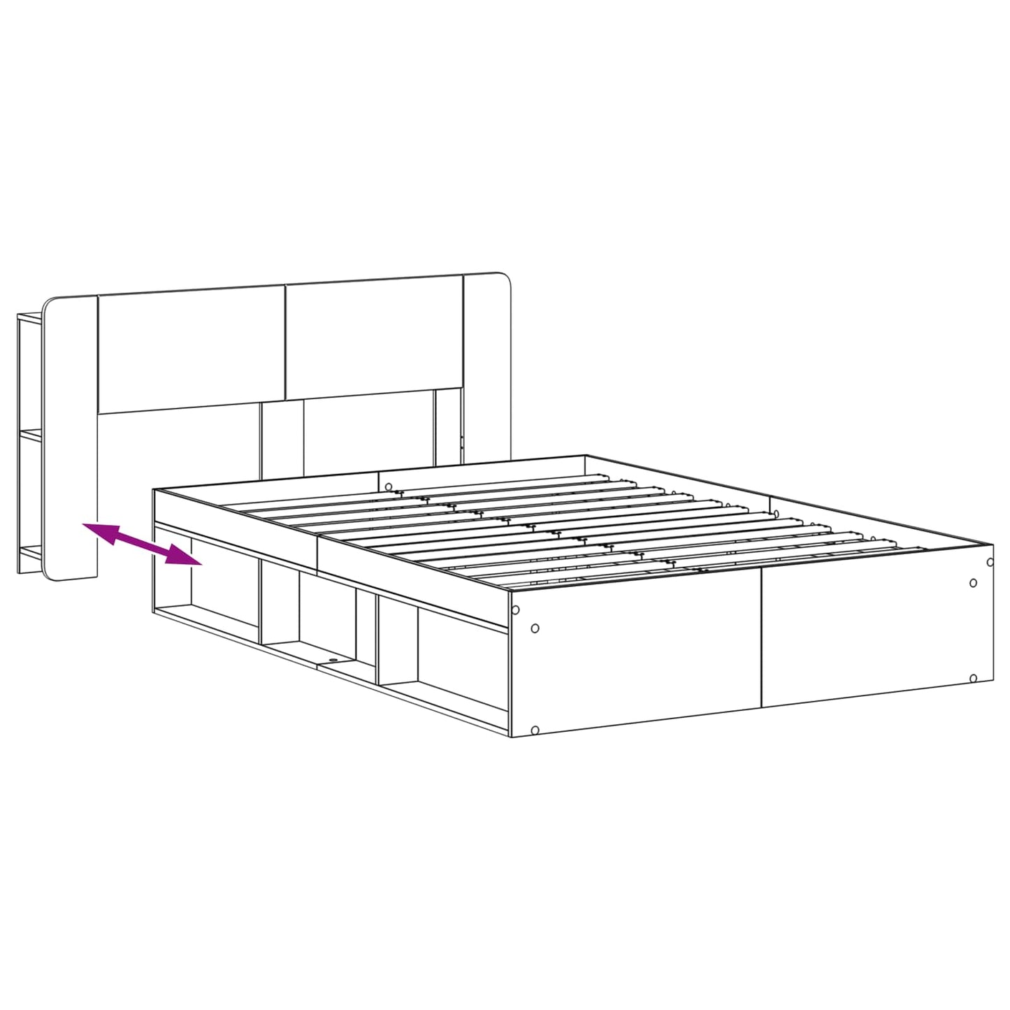 vidaXL Bed Frame with Storage Artisan Oak 140 x 190 cm Engineered Wood