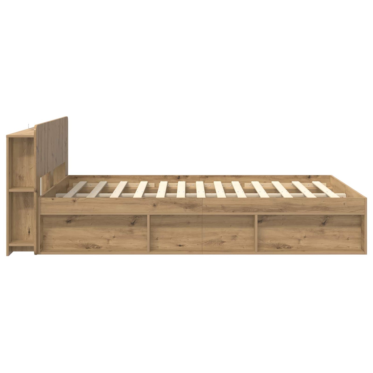 vidaXL Bed Frame with Storage Artisan Oak 140 x 190 cm Engineered Wood