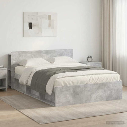 vidaXL Bed Frame with Storage Concrete Grey 140 x 190 cm
