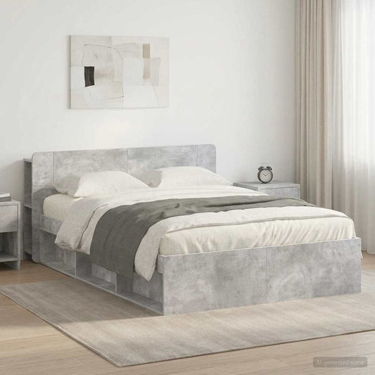 vidaXL Bed Frame with Storage Concrete Grey 140 x 190 cm