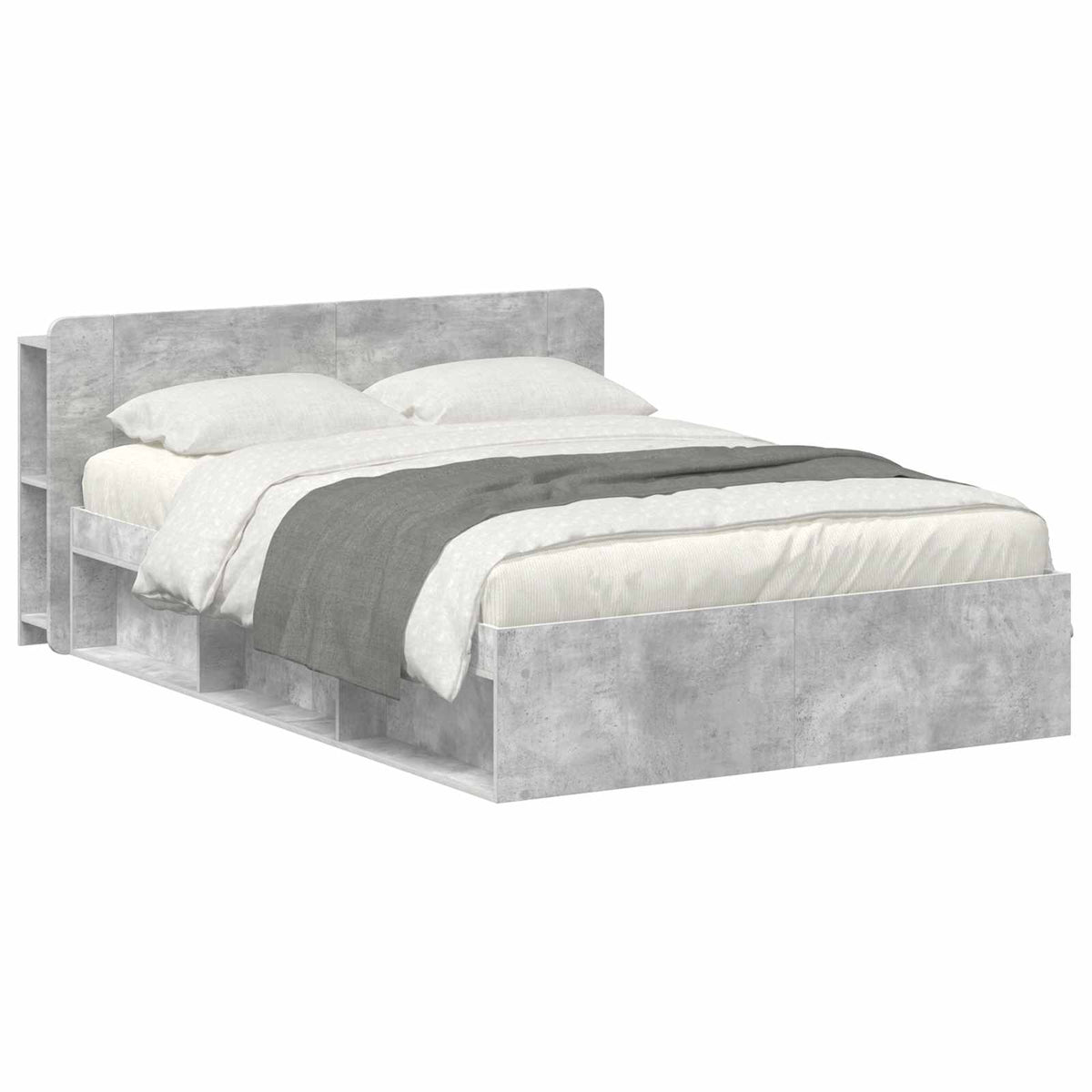 vidaXL Bed Frame with Storage Concrete Grey 140 x 190 cm