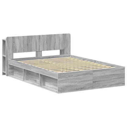 vidaXL Bed Frame with Storage Grey Sonoma 140 x 190 cm Engineered Wood