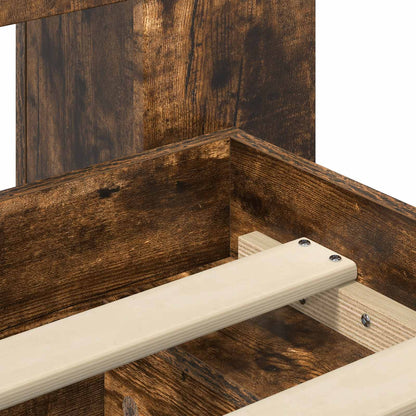 vidaXL Bed Frame with Storage Smoked Oak 140 x 190 cm Engineered Wood