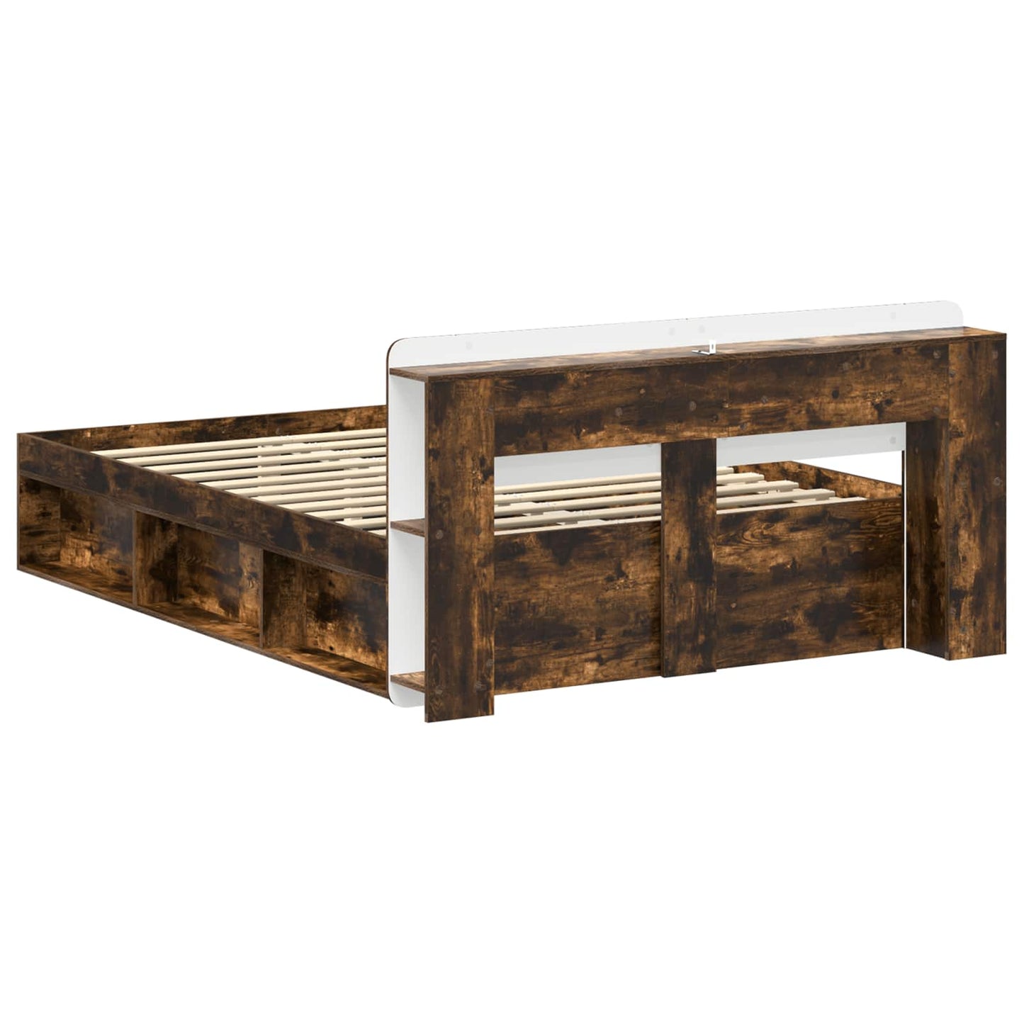 vidaXL Bed Frame with Storage Smoked Oak 140 x 190 cm Engineered Wood