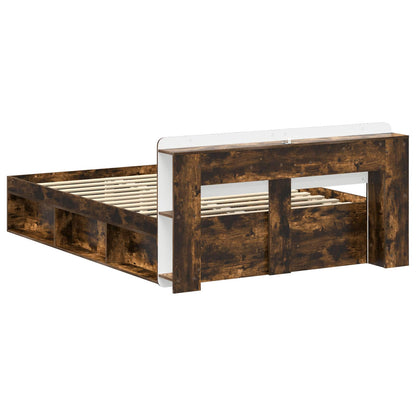 vidaXL Bed Frame with Storage Smoked Oak 140 x 190 cm Engineered Wood