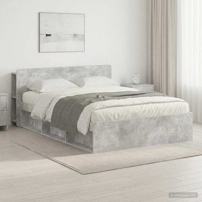 vidaXL Bed Frame with Storage Concrete Grey 140 x 200 cm