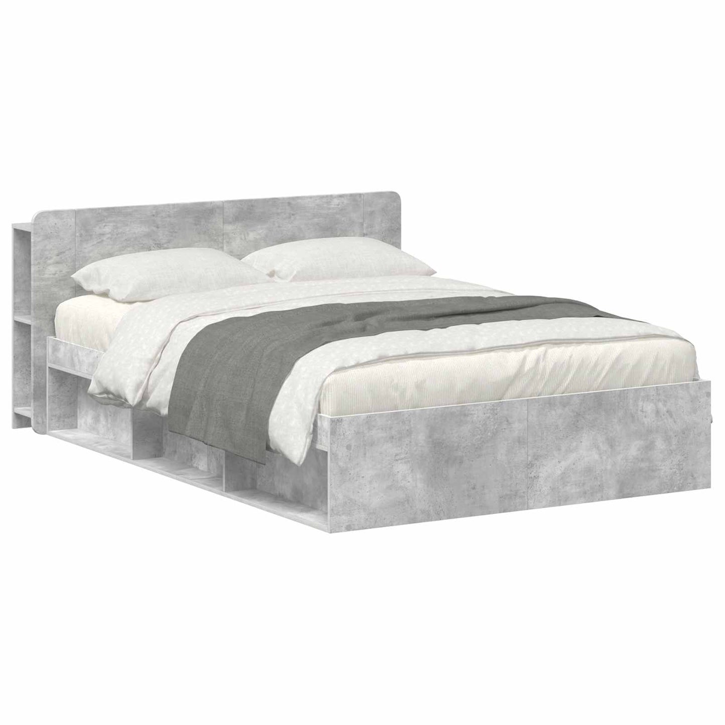 vidaXL Bed Frame with Storage Concrete Grey 140 x 200 cm
